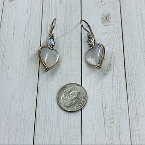 Moon Stone Blue‎ Topaz Sterling Silver Heart Earrings